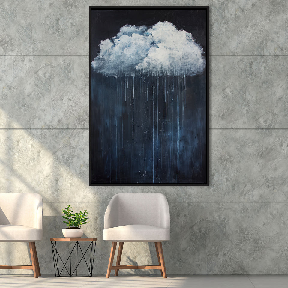 Cloud Raining Below And Storming Oil Painting,Framed Canvas Prints Wall Art Decor, Floating Frame