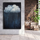 Cloud Raining Below And Storming Oil Painting,Framed Canvas Prints Wall Art Decor, Floating Frame