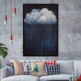 Cloud Raining Below And Storming Oil Painting,Framed Art Prints Wall Decor, Picture Framed