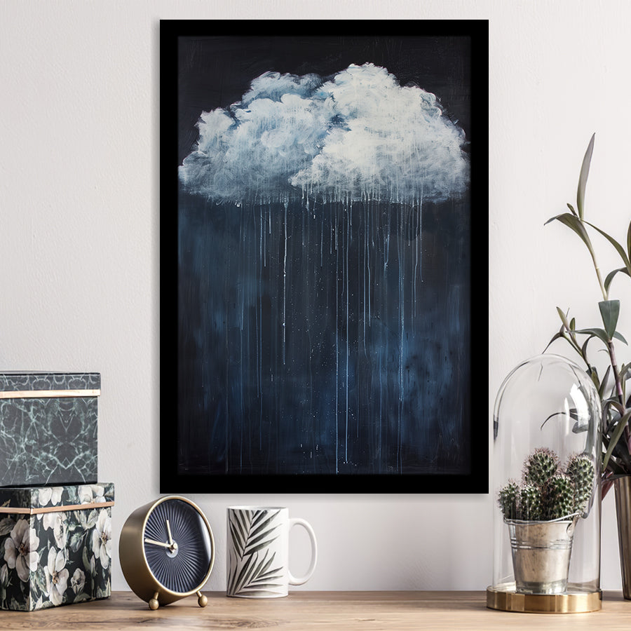 Cloud Raining Below And Storming Oil Painting,Framed Art Prints Wall Decor, Picture Framed