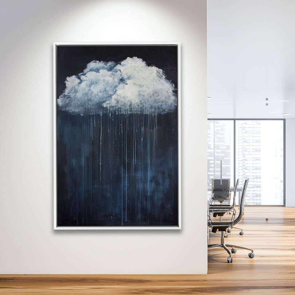 Cloud Raining Below And Storming Oil Painting,Framed Canvas Prints Wall Art Decor, Floating Frame