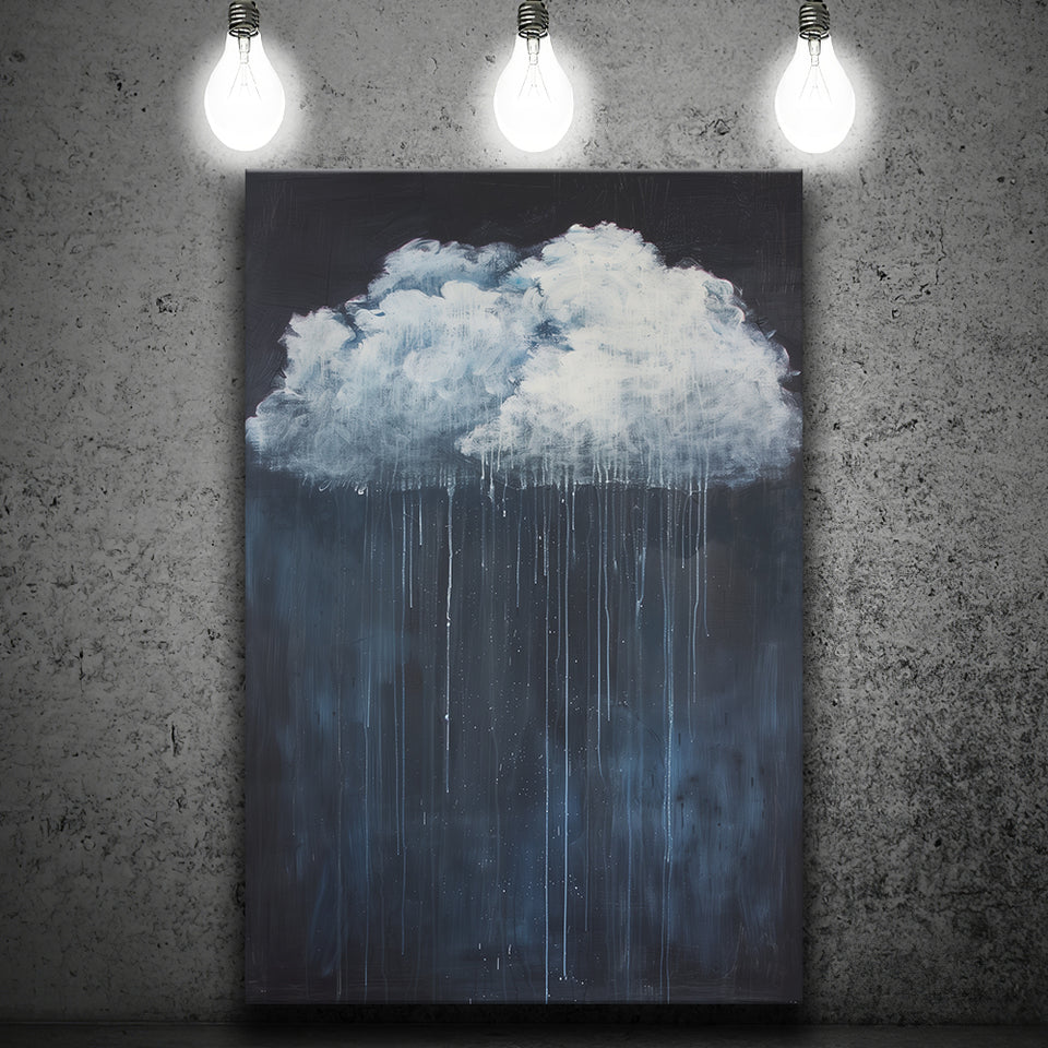 Cloud Raining Below And Storming Oil Painting, Canvas Painting, Canvas Print Wall Art Decor