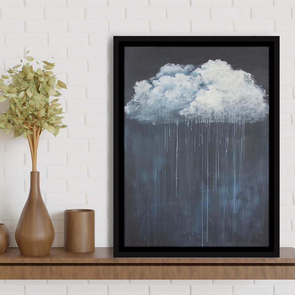 Cloud Raining Below And Storming Oil Painting,Framed Canvas Prints Wall Art Decor, Floating Frame