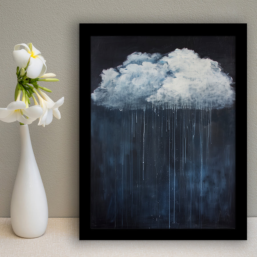 Cloud Raining Below And Storming Oil Painting,Framed Art Prints Wall Decor, Picture Framed