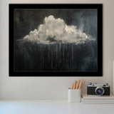 Cloud Raining Oil Painting Art Vintage, Framed Art Print Wall Decor, Framed Picture