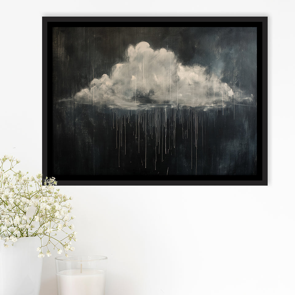 Cloud Raining Oil Painting Art Vintage, Framed Canvas Print Wall Art Decor,Floating Frame