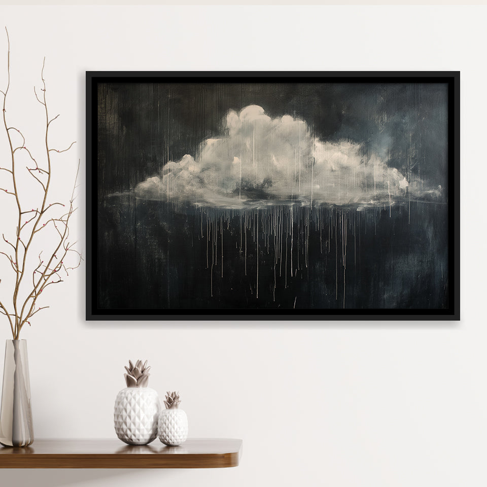 Cloud Raining Oil Painting Art Vintage, Framed Canvas Print Wall Art Decor,Floating Frame