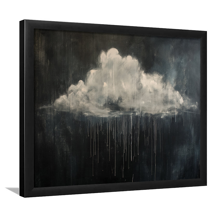 Cloud Raining Oil Painting Art Vintage, Framed Art Print Wall Decor, Framed Picture