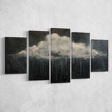 Cloud Raining Oil Painting Art Vintage, Multi Panel Canvas Print Wall Art Decor, 5 Mixed Panel