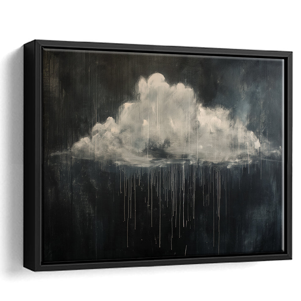 Cloud Raining Oil Painting Art Vintage, Framed Canvas Print Wall Art Decor,Floating Frame