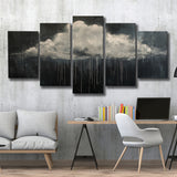 Cloud Raining Oil Painting Art Vintage, Multi Panel Canvas Print Wall Art Decor, 5 Mixed Panel
