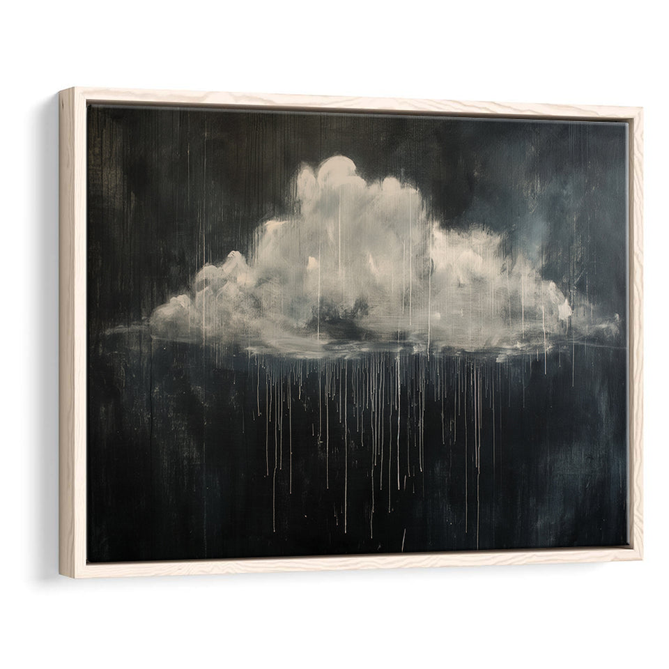 Cloud Raining Oil Painting Art Vintage, Framed Canvas Print Wall Art Decor,Floating Frame