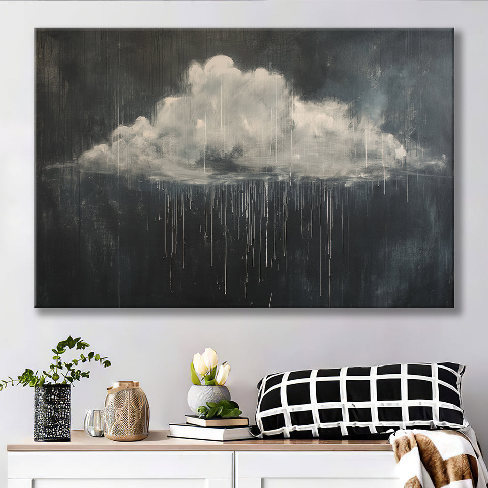 Cloud Raining Oil Painting Art Vintage, Canvas Print Wall Art Decor, Landscape Art Print