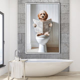 Cockapoo Framed Canvas Prints Wall Art, Funny Bathroom Decor, Cockapoo In Toilet