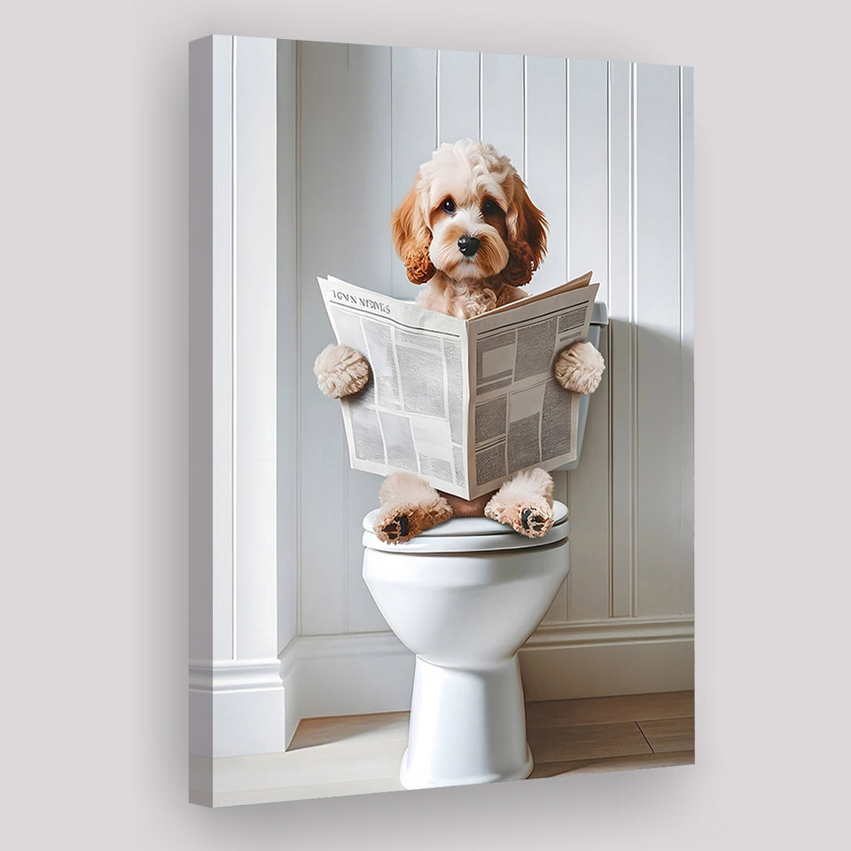 Cockapoo Canvas Prints Wall Art, Funny Bathroom Decor, Cockapoo in Toilet