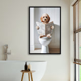 Cockapoo Framed Canvas Prints Wall Art, Funny Bathroom Decor, Cockapoo In Toilet