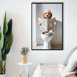 Cockapoo Framed Canvas Prints Wall Art, Funny Bathroom Decor, Cockapoo In Toilet