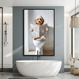 Cockapoo Framed Canvas Prints Wall Art, Funny Bathroom Decor, Cockapoo In Toilet