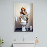 Cocker Spaniel Canvas Prints Wall Art, Funny Bathroom Decor, Animal in toilet