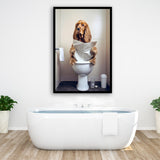 Cocker Spaniel Framed Art Print Wall Decor, Funny Bathroom Decor, Animal In Toilet