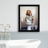 Cocker Spaniel Framed Art Print Wall Decor, Funny Bathroom Decor, Animal In Toilet