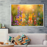 Colorful Wildflower Picture in Sunset, Framed Canvas Print Wall Art Decor, Floating Frame Painting Canvas