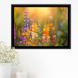 Colorful Wildflower Picture in Sunset, Framed Canvas Print Wall Art Decor, Floating Frame Painting Canvas