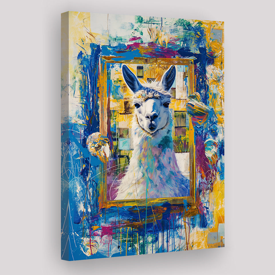 Conjure An Llama Abstract Expressionist Painting, Canvas Prints Wall Art Home Decor, Painting Canvas Art