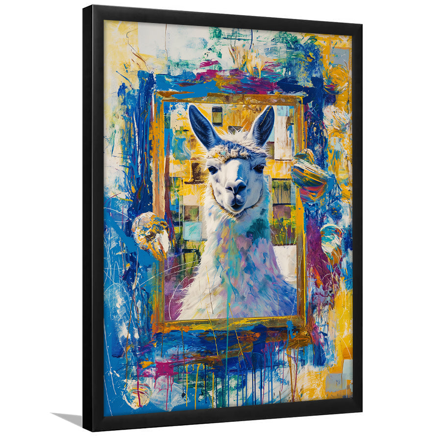 Conjure An Llama Abstract Expressionist Painting, Framed Art Prints Wall Decor, Picture Framed Painting