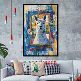 Conjure An Llama Abstract Expressionist Painting, Framed Art Prints Wall Decor, Picture Framed Painting