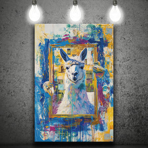 Conjure An Llama Abstract Expressionist Painting, Canvas Prints Wall Art Home Decor, Painting Canvas Art