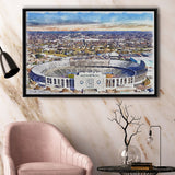 Cotton Bowl Stadium WaterColor Framed Canvas Prints, Dallas Texas Watercolor, Stadium Art Gifts, Floating Frame