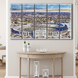 Cotton Bowl Stadium WaterColor 5 Panels B Mixed Canvas Prints, Extra Large, Dallas Texas Watercolor