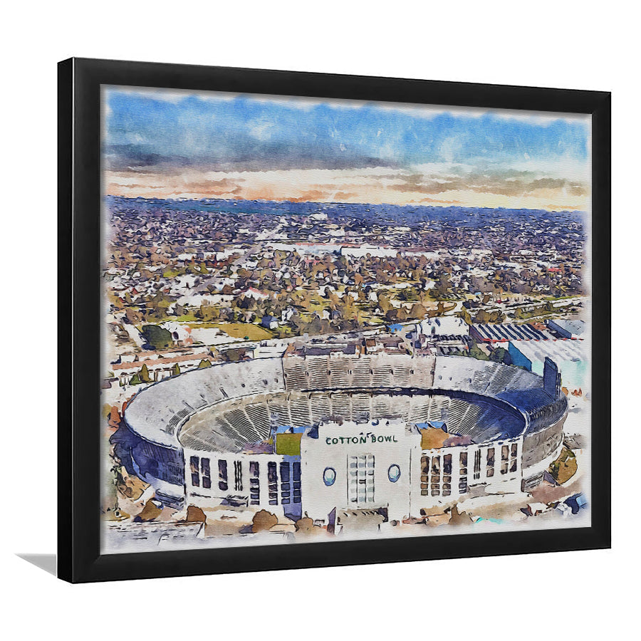 Cotton Bowl Stadium WaterColor Framed Art Prints, Dallas Texas Watercolor, Stadium Art Gifts