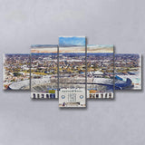 Cotton Bowl Stadium WaterColor 5 Panels Mix Canvas Prints, Dallas Texas Watercolor, Large Stadium Canvas