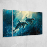 Couple Dolphin In The Sea Ocean Acrylic Painting, Extra Large Canvas, Canvas Print Wall Art Decor