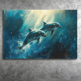 Couple Dolphin In The Sea Ocean Acrylic Painting, Art Print, Canvas Print Wall Art Home Decor