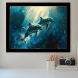 Couple Dolphin In The Sea Ocean Acrylic Painting, Painting Art, Framed Art Print Wall Art Home Decor