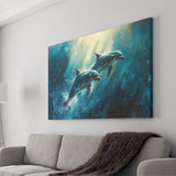 Couple Dolphin In The Sea Ocean Acrylic Painting, Art Print, Canvas Print Wall Art Home Decor