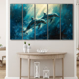 Couple Dolphin In The Sea Ocean Acrylic Painting, Extra Large Canvas, Canvas Print Wall Art Decor