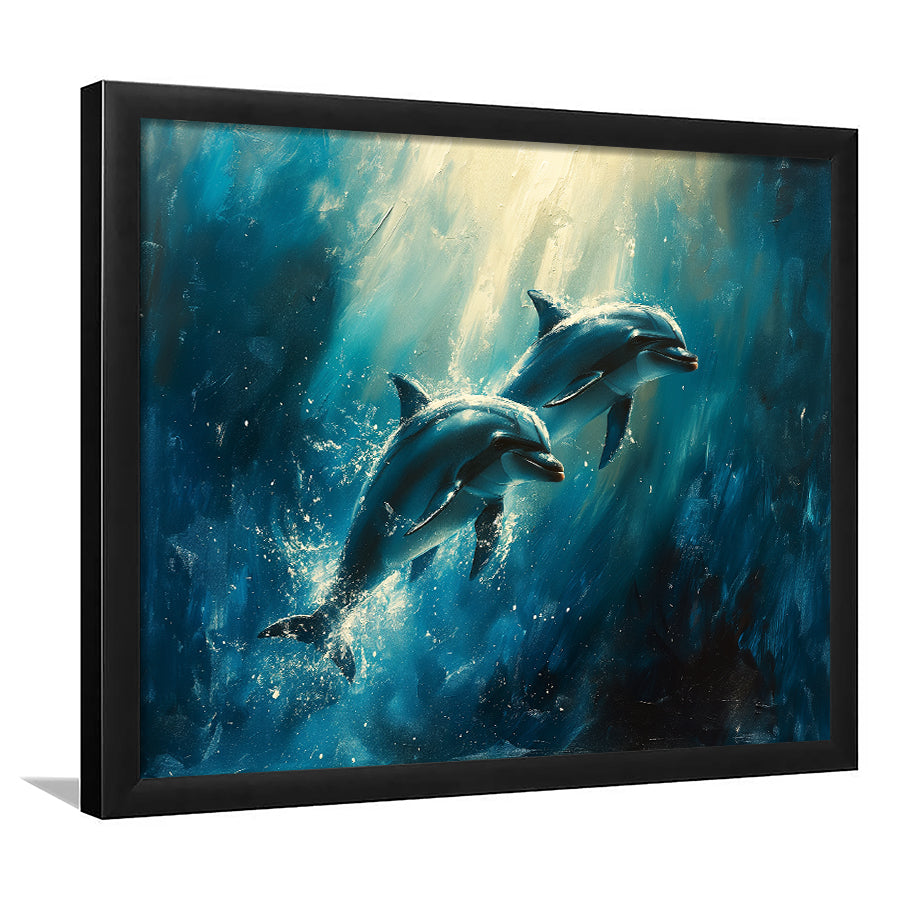 Couple Dolphin In The Sea Ocean Acrylic Painting, Painting Art, Framed Art Print Wall Art Home Decor
