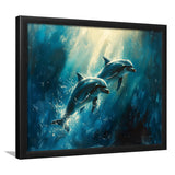 Couple Dolphin In The Sea Ocean Acrylic Painting, Painting Art, Framed Art Print Wall Art Home Decor