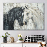 Couple Horse Loved Black Horse And White V3, Canvas Painting, Canvas Prints Wall Art Decor