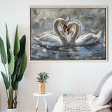 Couple Love Swans Oil Painting Love Art, Framed Canvas Print Wall Art Decor, Floating Frame Painting Canvas