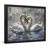 Couple Love Swans Oil Painting Love Art, Framed Art Print Wall Decor, Picture Framed Painting Art