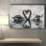 Couple Swans Black And White, Canvas Print Wall Art Home Decor, Painting Canvas Art Print