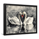 Couple Swans Love Painting, Framed Art Print Wall Decor, Picture Framed Painting Art