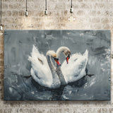 Couple Swans Oil Painting Love Art, Canvas Print Wall Art Home Decor, Painting Canvas Art Print