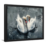 Couple Swans Oil Painting Love Art, Framed Art Print Wall Decor, Picture Framed Painting Art