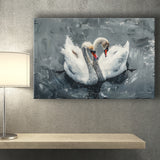 Couple Swans Oil Painting Love Art, Canvas Print Wall Art Home Decor, Painting Canvas Art Print